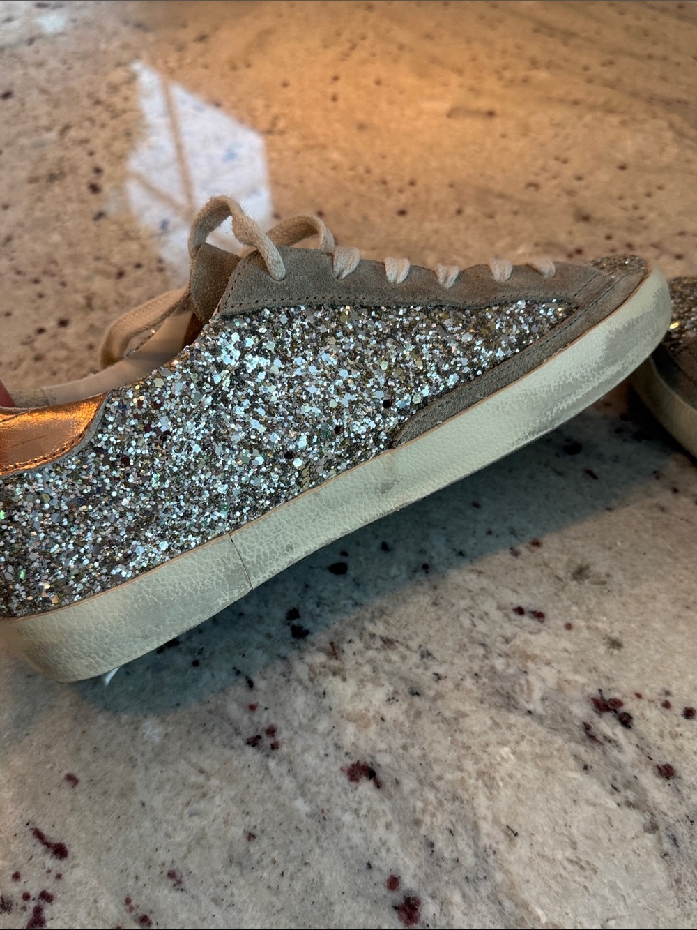 Golden Goose Super-Star Glitter Sneakers - Silver & Rose Gold Accent - Picture 6 of 8